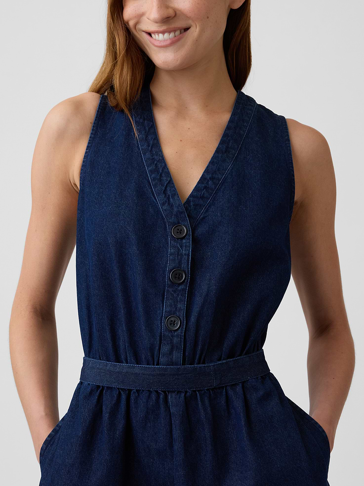 Image number 3 showing, Denim Button-Front Romper