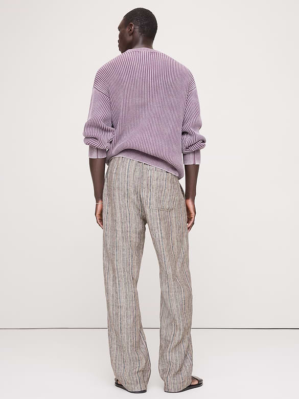 Relaxed Striped Linen Beach Pant