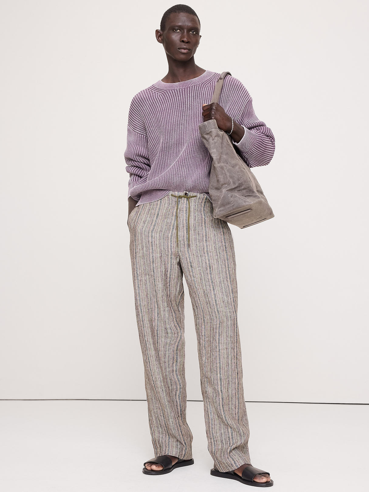 Relaxed Striped Linen Beach Pant | Banana Republic