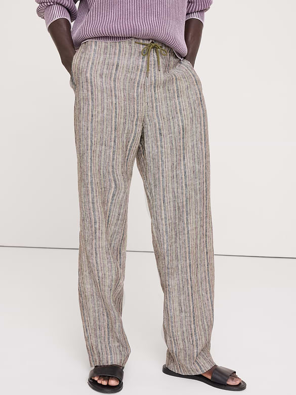 Relaxed Striped Linen Beach Pant