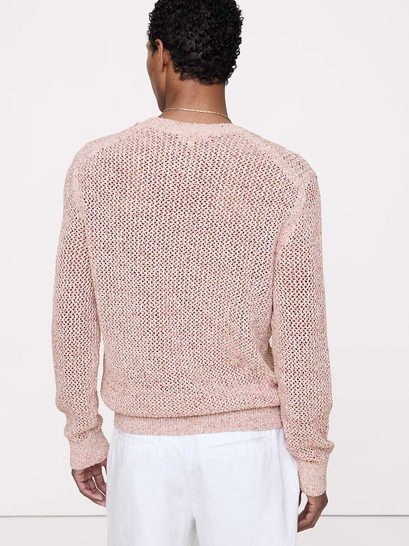 Textured Mesh Crew-Neck Sweater
