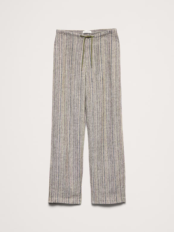 Relaxed Striped Linen Beach Pant