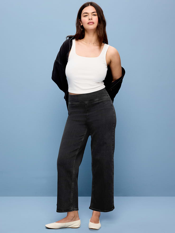 Image number 7 showing, High-Waisted Weekender Pull-On Crop Wide-Leg Jeans