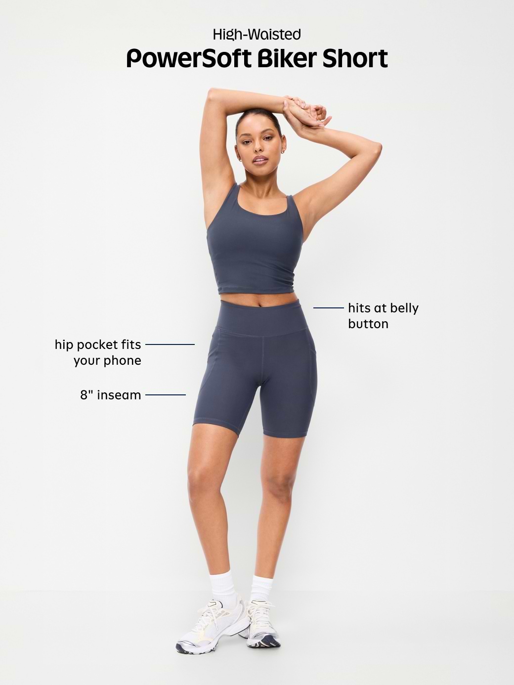 High-Waisted PowerSoft Biker Shorts -- 8-inch inseam | Old Navy