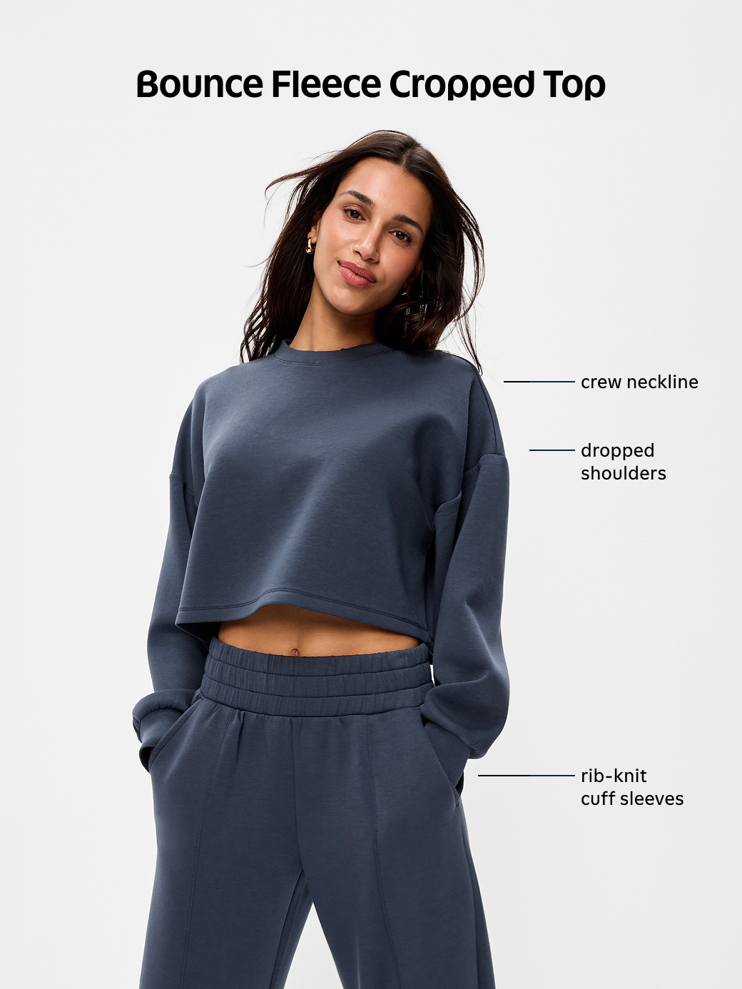 Bounce Fleece Crew-Neck Cropped Sweatshirt | Old Navy