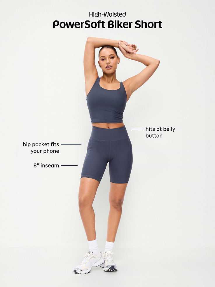 Image number 10 showing, High-Waisted PowerSoft Biker Shorts -- 8-inch inseam