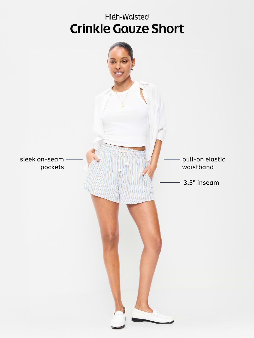 High-Waisted Crinkle Gauze Shorts | Old Navy