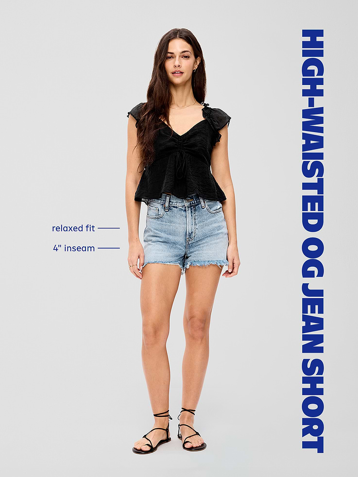 Image number 8 showing, High-Waisted OG Cut-Off Jean Shorts -- 4-inch inseam