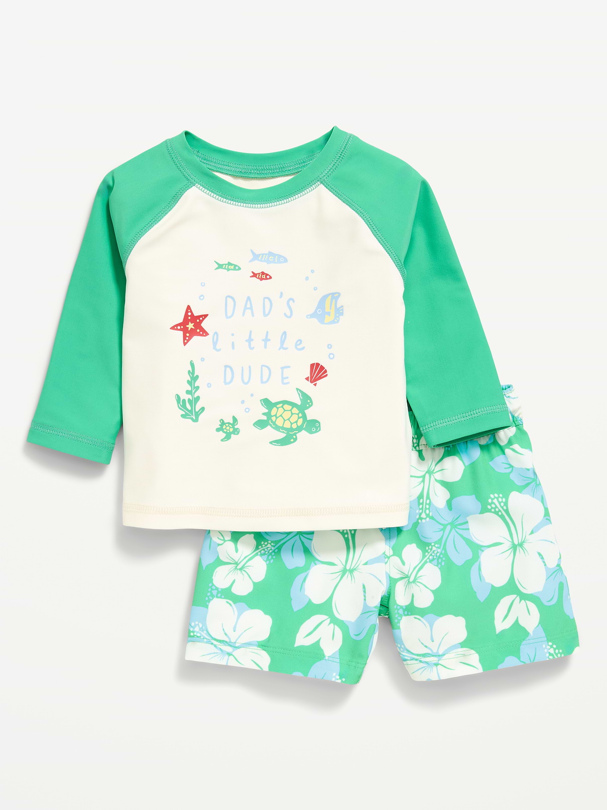 Image number 1 showing, Long-Sleeve Rashguard Swim Top and Trunks Set for Baby