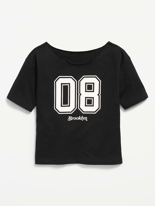 Off-Shoulder Graphic T-Shirt for Girls