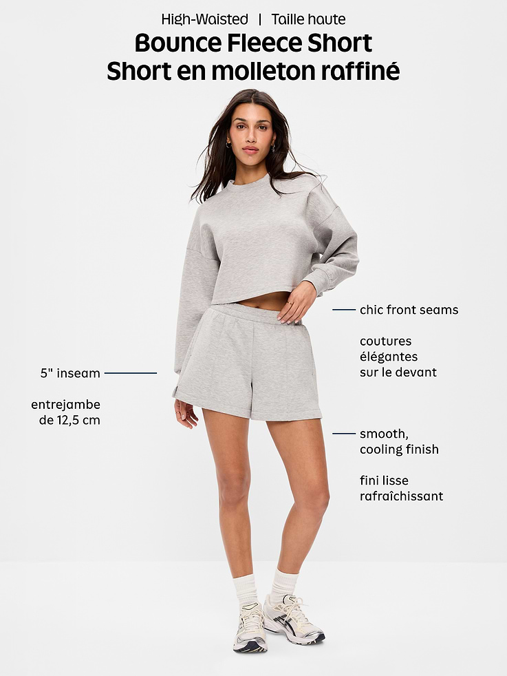 L'image numéro 9 présente Short à taille haute en molleton raffiné, entrejambe de 12,5 cm
