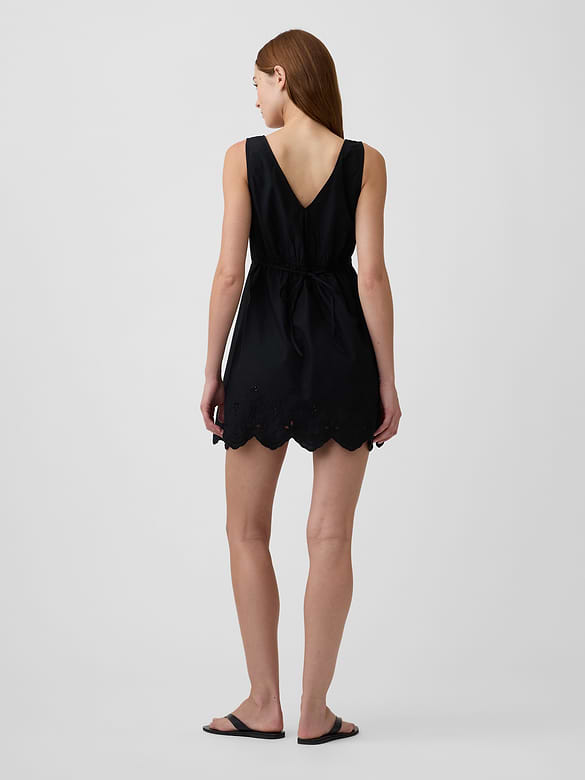 Eyelet V-Neck Mini Dress