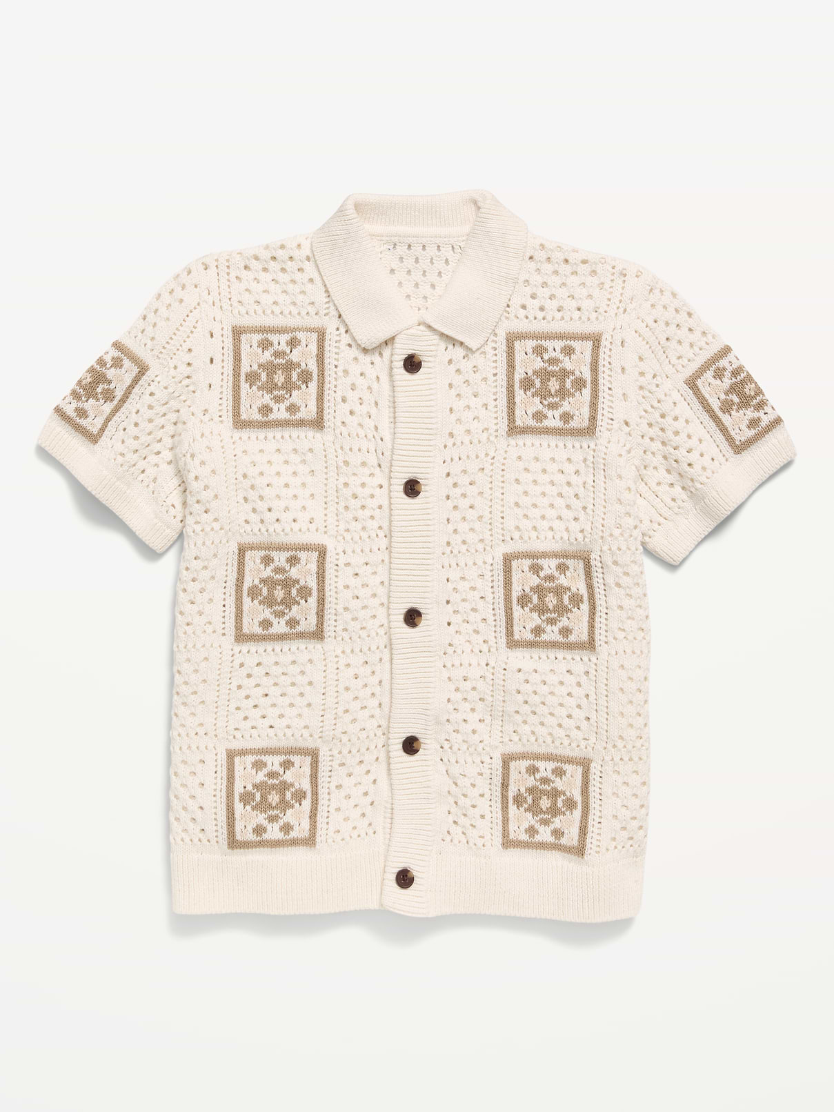 Image number 1 showing, Short-Sleeve Crochet-Knit Shirt for Boys