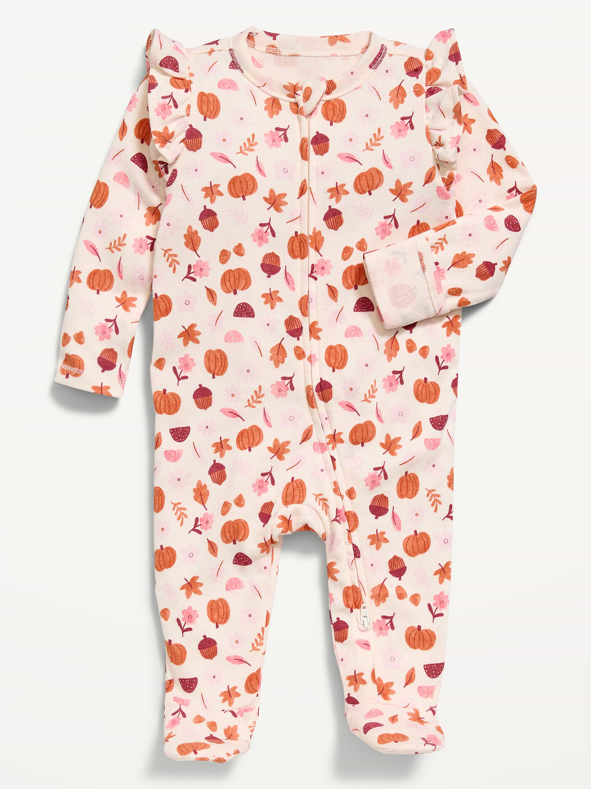 Ruffle-Trim 2-Way-Zip Sleep & Play Footed One-Piece for Baby