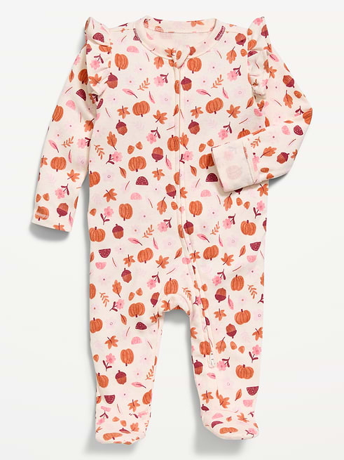 Ruffle Ruffle-Trim 2-Way-Zip Sleep & Play Footed One-Piece for Baby on clearance at Old Navy — 40% off