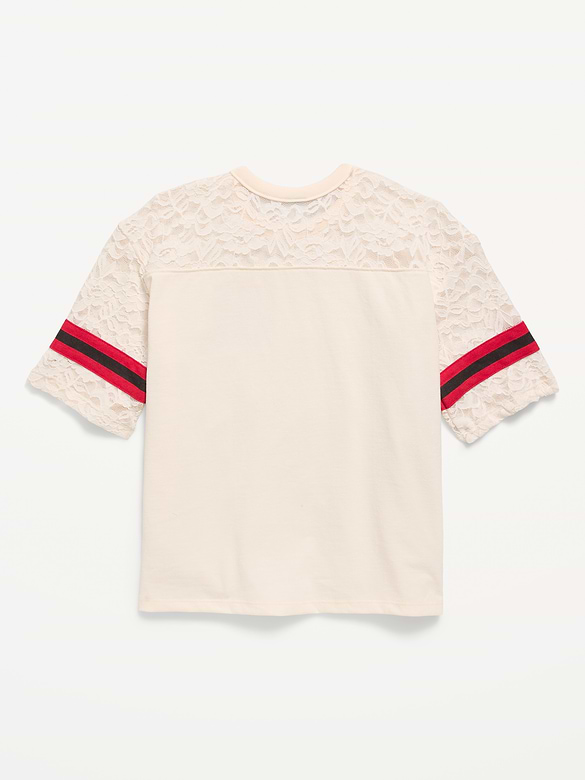 Oversized Lace Football-Style T-Shirt for Girls