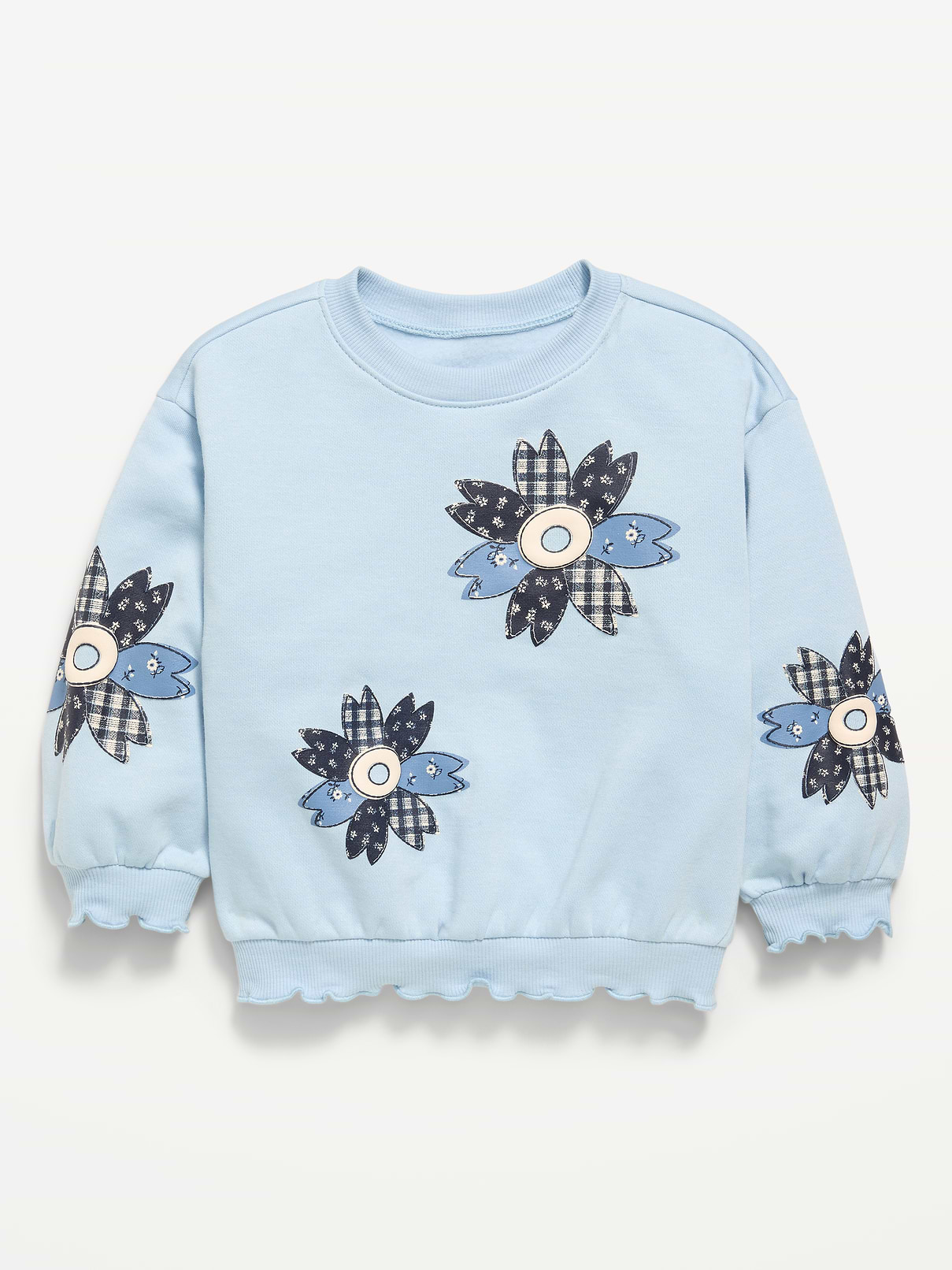 Image number 1 showing, Long-Sleeve Graphic Lettuce-Edge Sweatshirt for Toddler Girls
