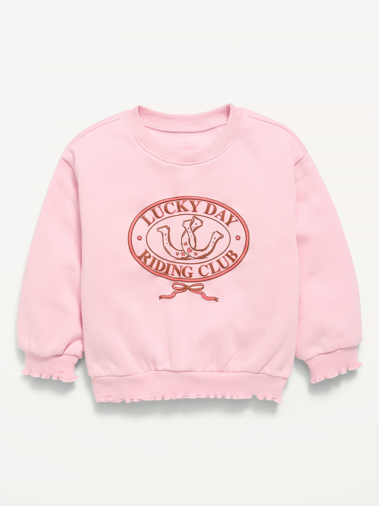 Image number 1 showing, Long-Sleeve Graphic Lettuce-Edge Sweatshirt for Toddler Girls