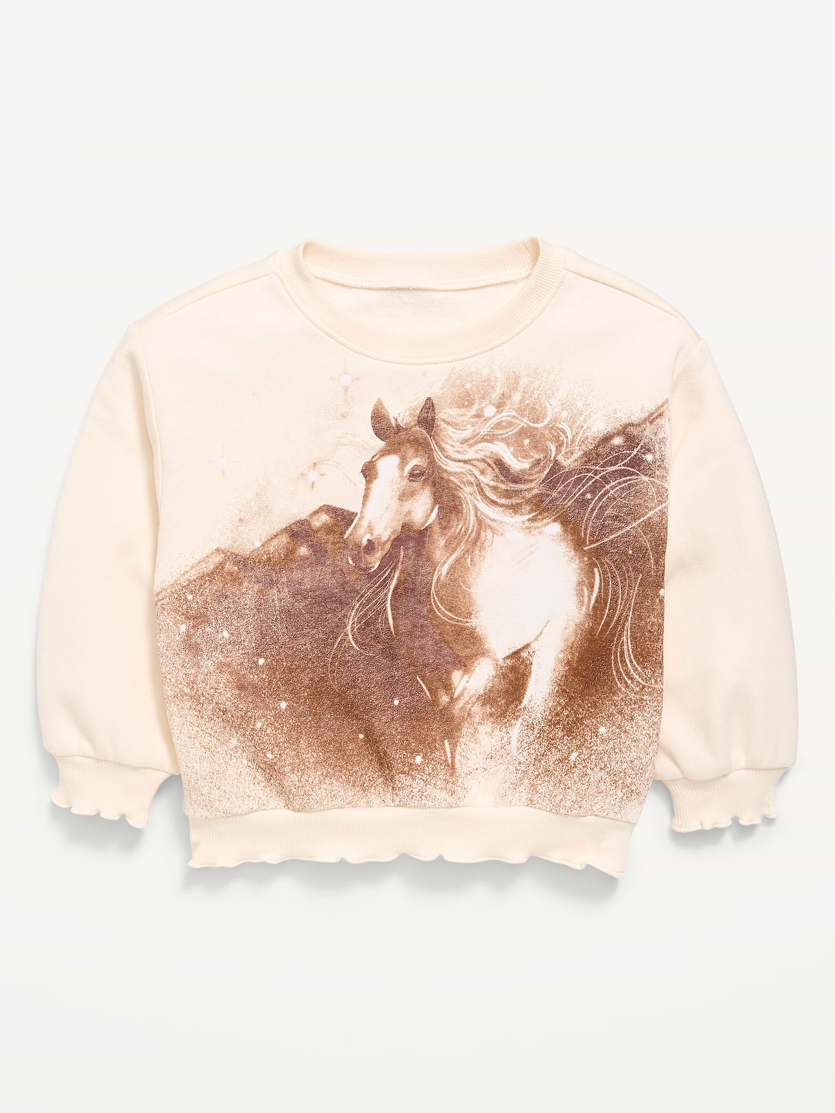 Image number 1 showing, Long-Sleeve Graphic Lettuce-Edge Sweatshirt for Toddler Girls
