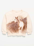 Image number 1 showing, Long-Sleeve Graphic Lettuce-Edge Sweatshirt for Toddler Girls