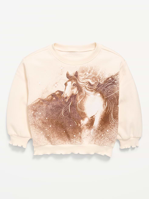 Long Long-Sleeve Graphic Lettuce-Edge Sweatshirt for Toddler Girls on clearance at Old Navy — 50% off