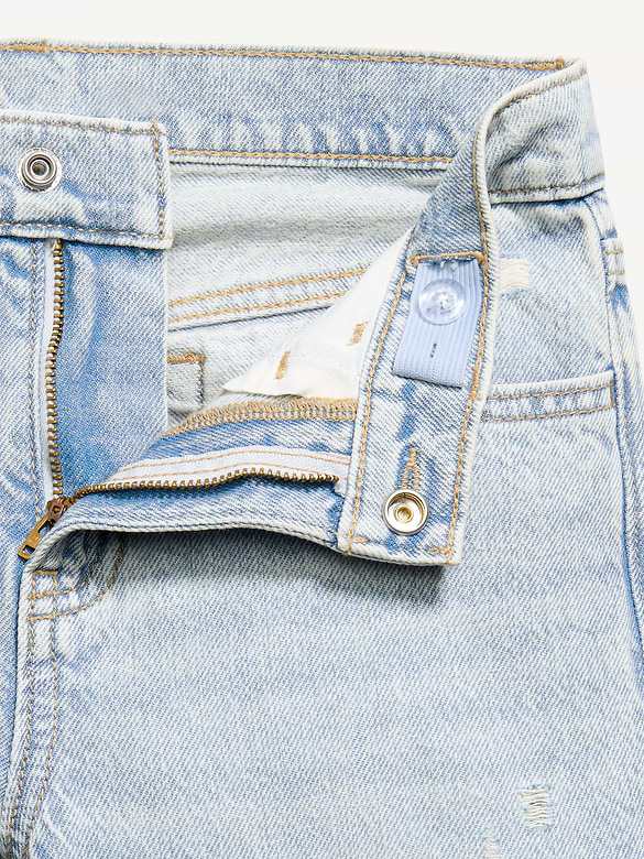 Jean coupe généreuse jambe large à taille haute et ourlet effiloché pour fille