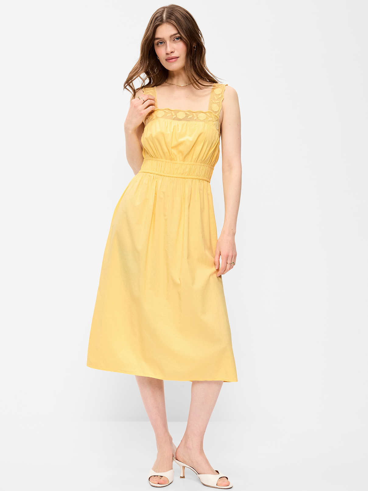 Fit & Flare Smocked-Waist Midi Dress