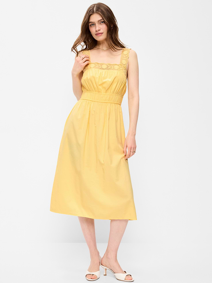 Image number 1 showing, Fit & Flare Smocked-Waist Midi Dress