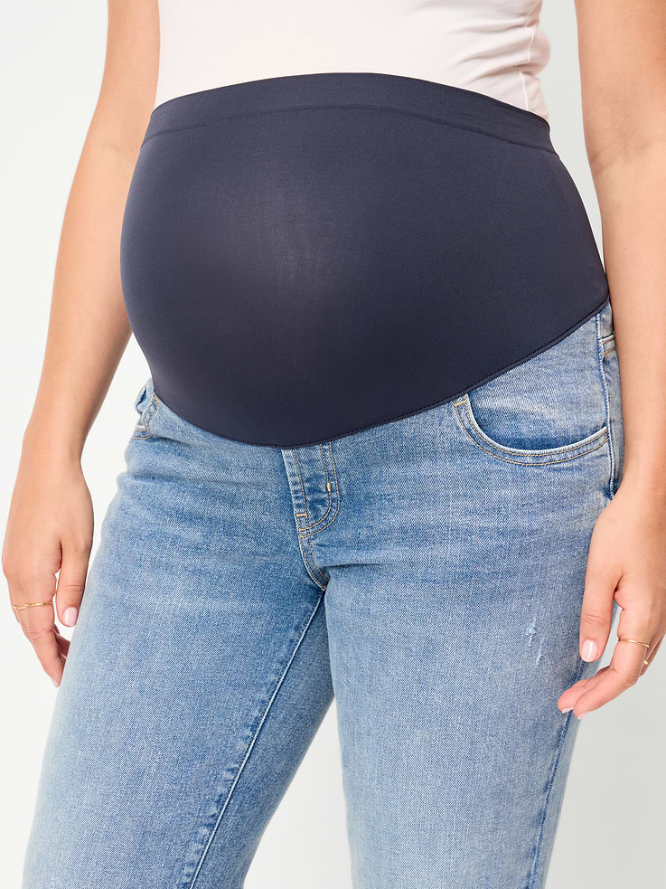 Image number 4 showing, Maternity Full-Panel Straight Ankle Jeans