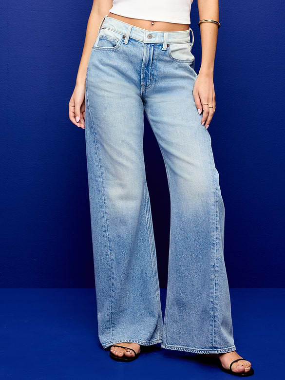 Mid-Rise Twisted-Seam Flare Jeans