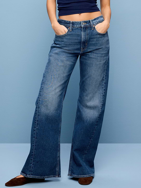Mid-Rise Twisted-Seam Flare Jeans