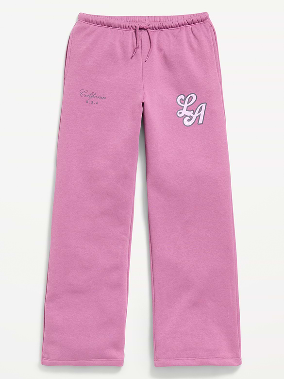 High-Waisted Graphic Wide-Leg Sweatpants for Girls