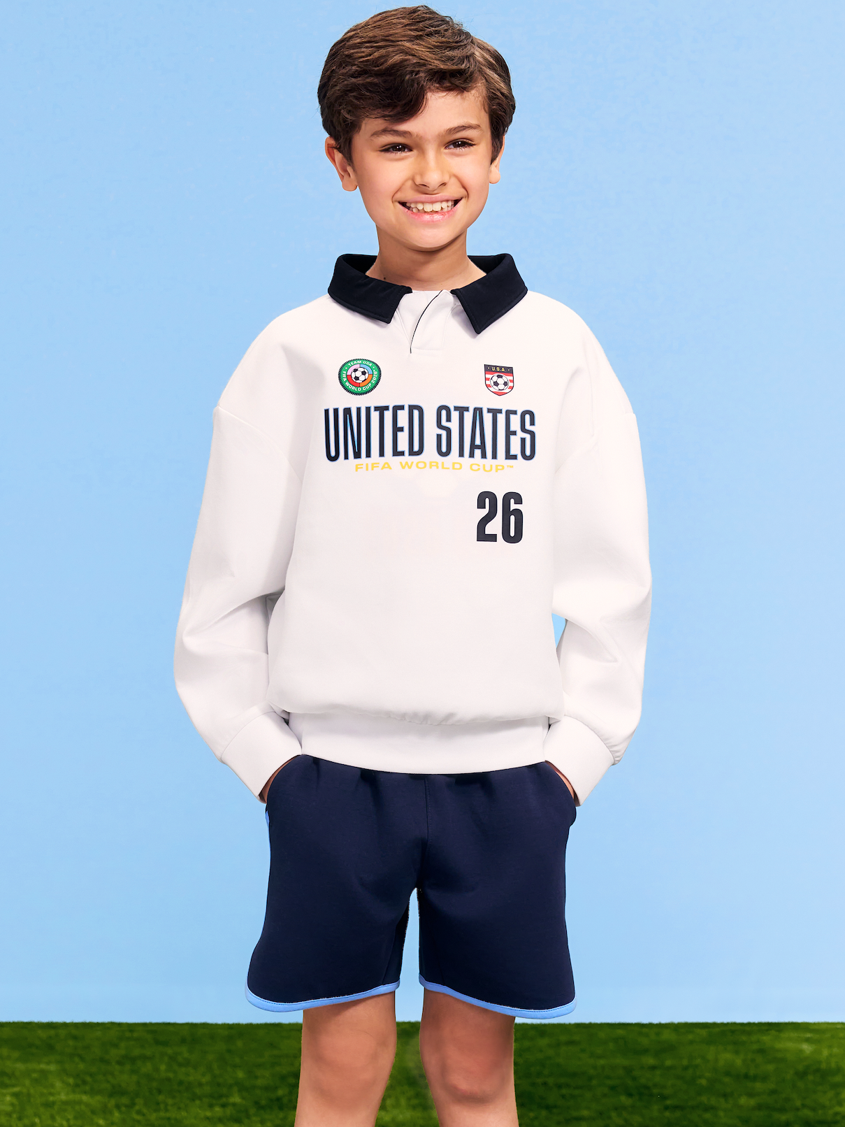 Image number 1 showing, FIFA World Cup 26™ USA Dynamic Fleece Collared Graphic Sweatshirt for Kids