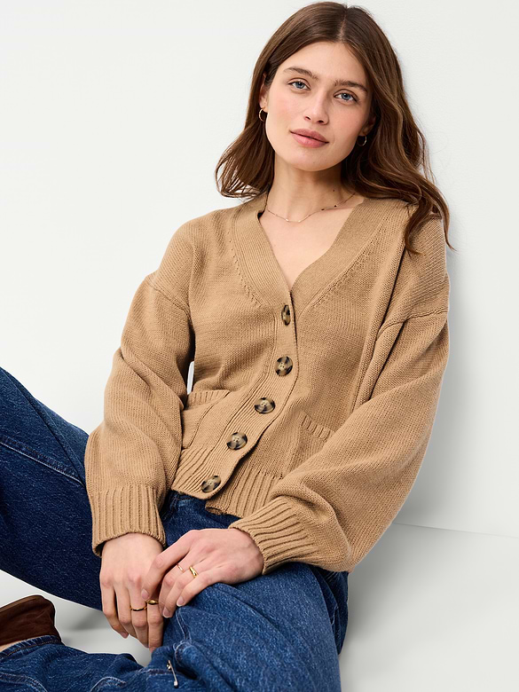 Relaxed V-Neck Cardigan Sweater