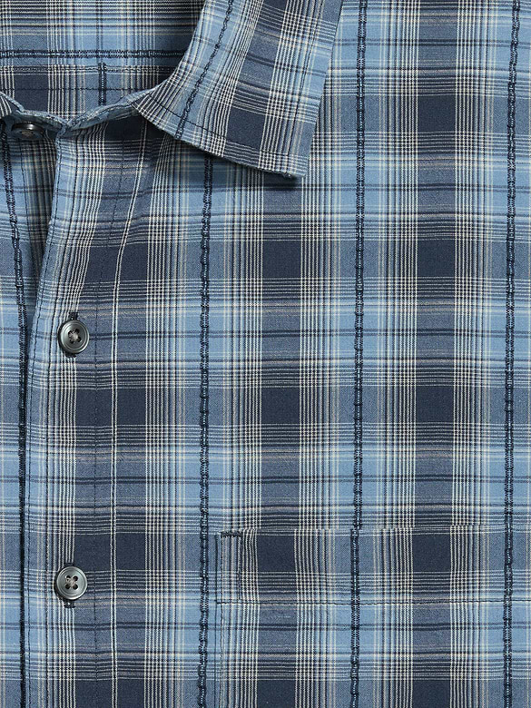 Loose Fit Textured Plaid Pocket Shirt