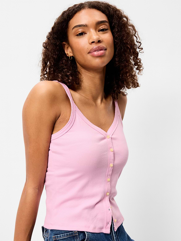 Button-Front Cami Tank Top
