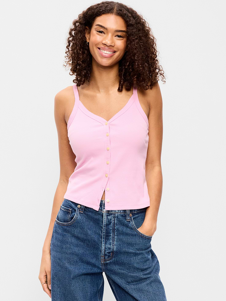 Image number 1 showing, Button-Front Cami Tank Top