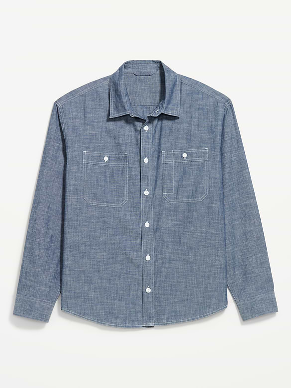 Loose Fit Chambray Workwear Shirt