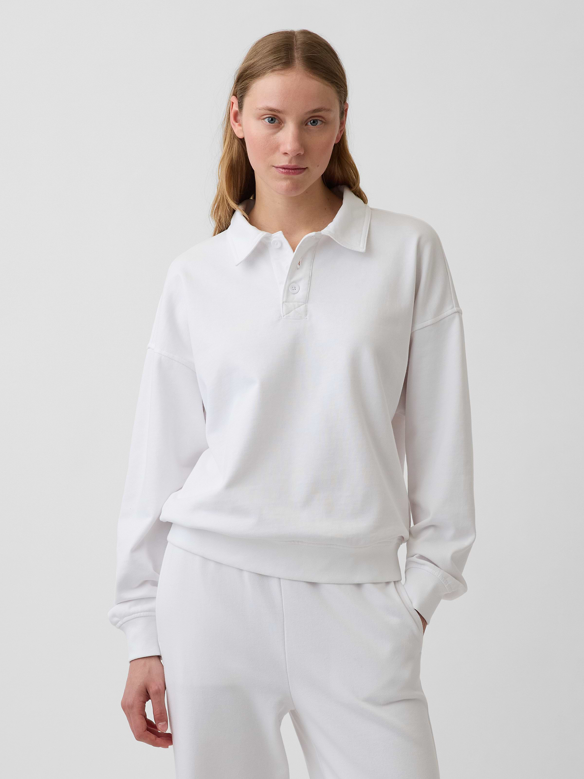 VintageSoft Terry Oversized Polo Sweatshirt