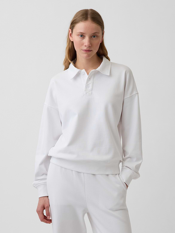 VintageSoft Terry Oversized Polo Sweatshirt