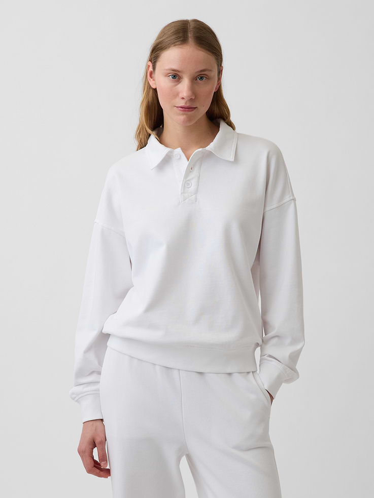 Image number 1 showing, VintageSoft Terry Oversized Polo Sweatshirt