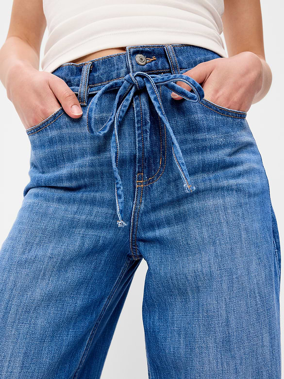 High-Waisted Drapey Wide-Leg Jeans