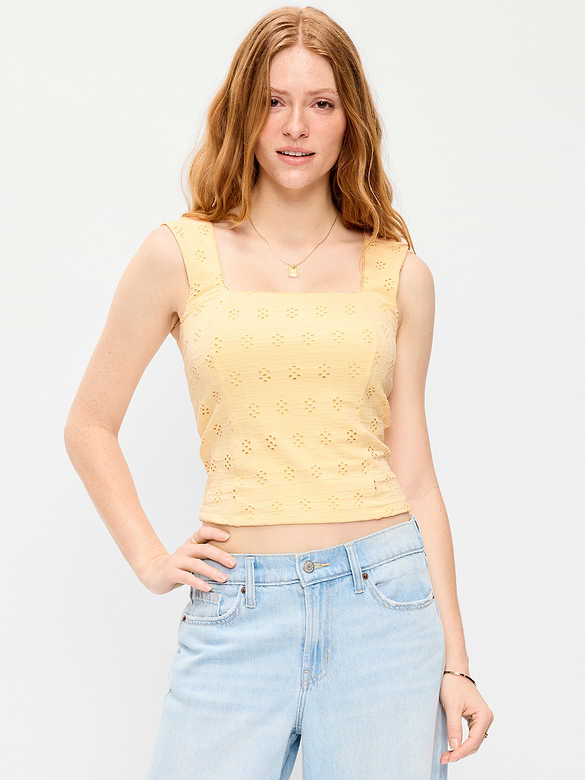 Camisole à broderie anglaise à corsage cousu