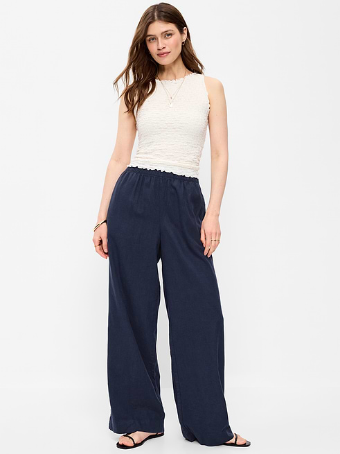 High High-Waisted Linen-Blend Super Wide-Leg Pants on clearance at Old Navy — 25% off