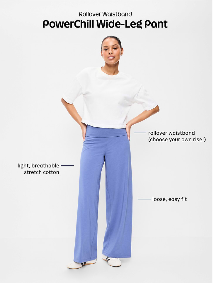 Image number 7 showing, High-Waisted PowerChill Fold-Over Wide-Leg Pants