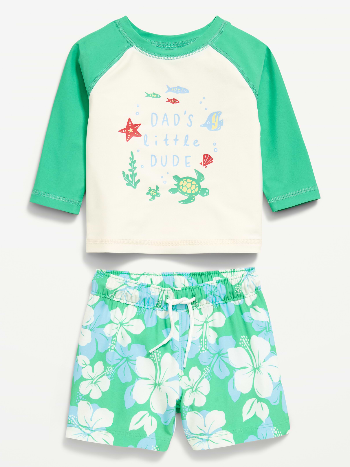 Image number 2 showing, Long-Sleeve Rashguard Swim Top and Trunks Set for Baby