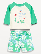 Image number 2 showing, Long-Sleeve Rashguard Swim Top and Trunks Set for Baby