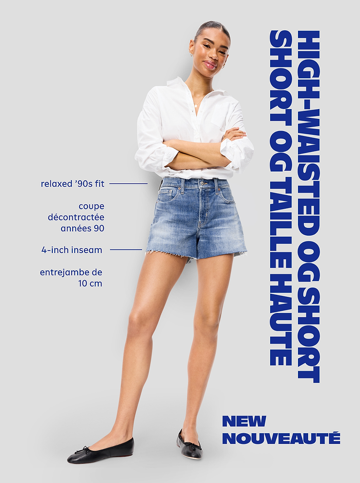 Image 8 of 8, High-Waisted OG Jean Shorts -- 4-inch inseam