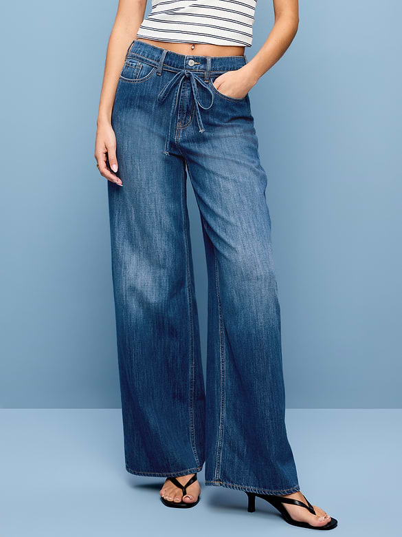 High-Waisted Drapey Wide-Leg Jeans