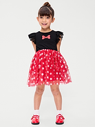 Image 1 of 3, crew neck, short flutter sleeves, licensed graphic at front, seamed waist, flared tutu skirt, ©Disney, Product #896397